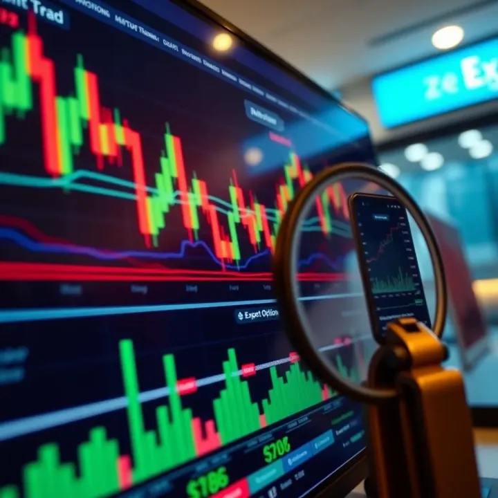 Expert Option Trading Platform Interface Displaying Market Data Graph showing trading platform interface with candlestick charts and market data