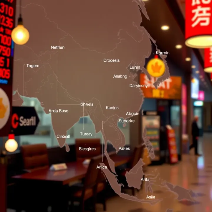 Map highlighting major Asian stock markets included in the Asia Composite Index