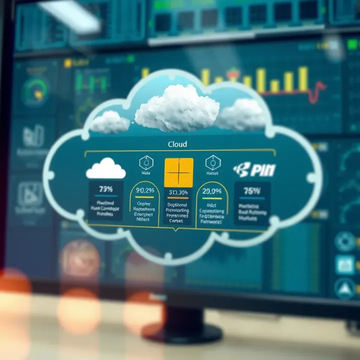Graphic representing cloud computing, software, and hardware market segments with competitive dynamics among top firms