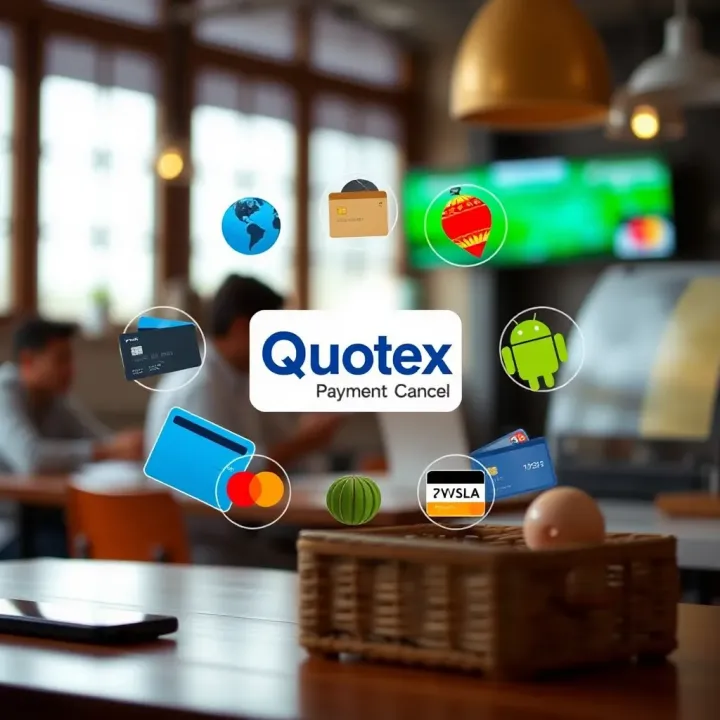 Illustration showing various payment options available for Quotex deposits in India including credit cards and digital wallets