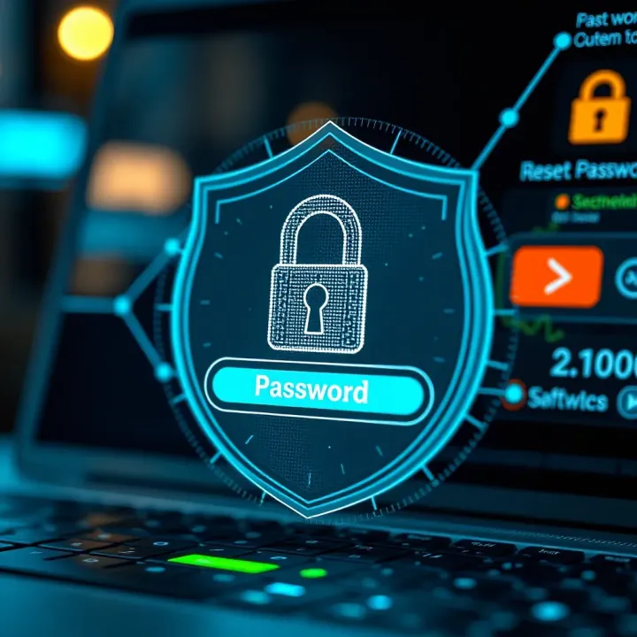 Password Recovery and Security Features on Quotex Visual representation of password recovery with security shield and reset options
