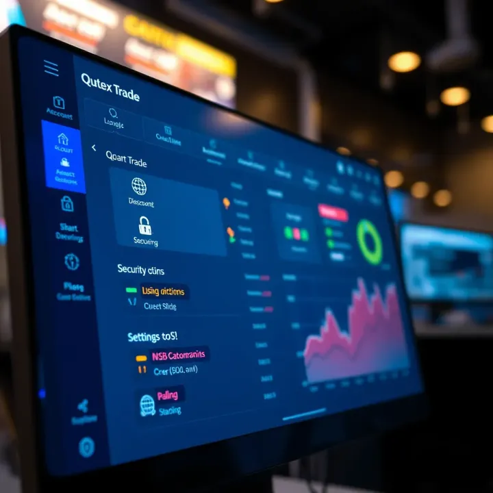 Secure dashboard view displaying account options and security settings in Qutex Trade platform