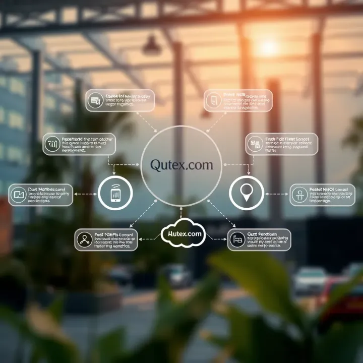 Diagram showing Qutex.com services and features connectivity