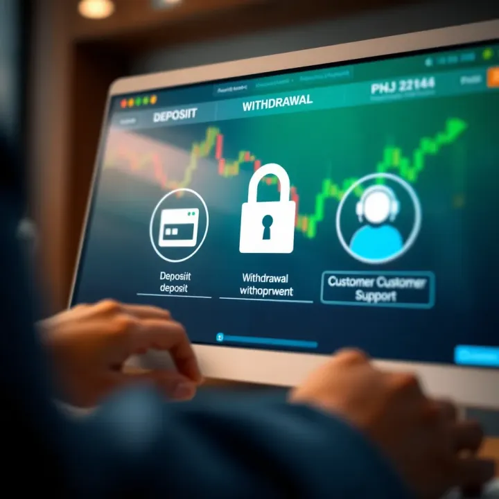 Secure Deposit, Withdrawal, and Support Services for Indian Traders Secure online transaction with icons representing deposits, withdrawals, and customer support