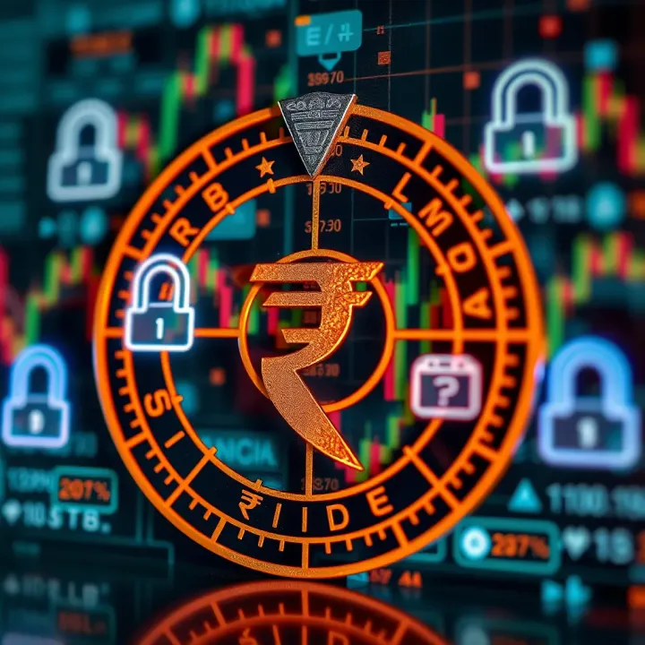 Secure Forex Trading on RBI Approved Platforms in India Illustration of the Indian rupee symbol alongside digital trading icons representing secure forex transactions