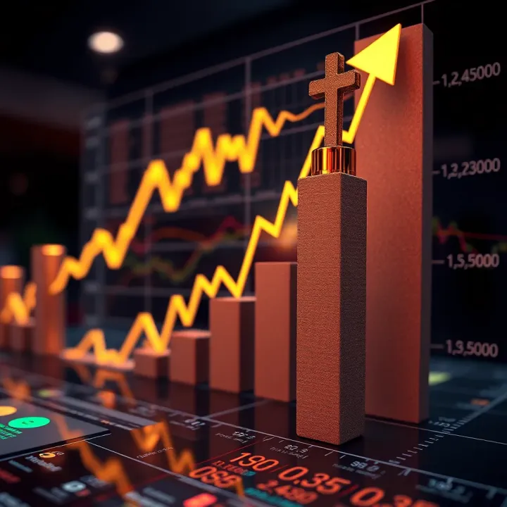 Reliance Industries Share Price Growth Projection Graph showing upward trend in stock price with financial data overlay
