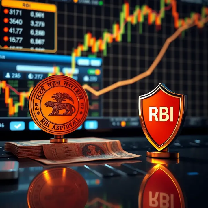 Graph showing upward trend in forex trading with Indian Rupee and secure shield symbol