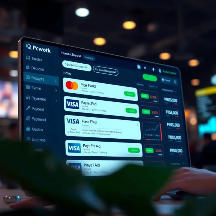 Illustration showing multiple payment options available on a trading platform screen