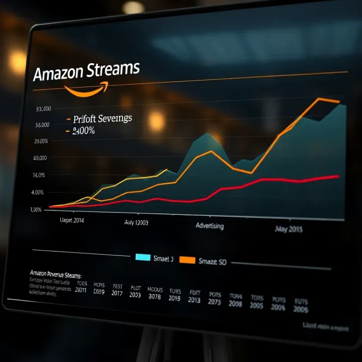 Graph showing Amazon's diverse revenue streams including e-commerce, cloud services, and advertising
