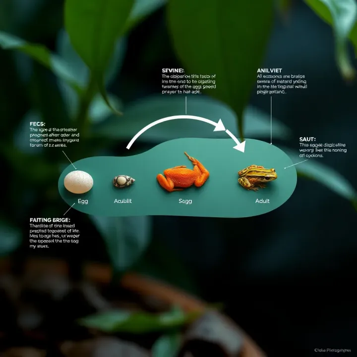 Diagram illustrating the amphibian life cycle from egg to adult