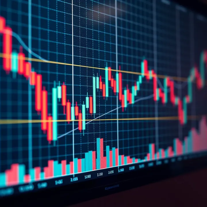 Graph showing candlestick patterns depicting market trends in binary trading