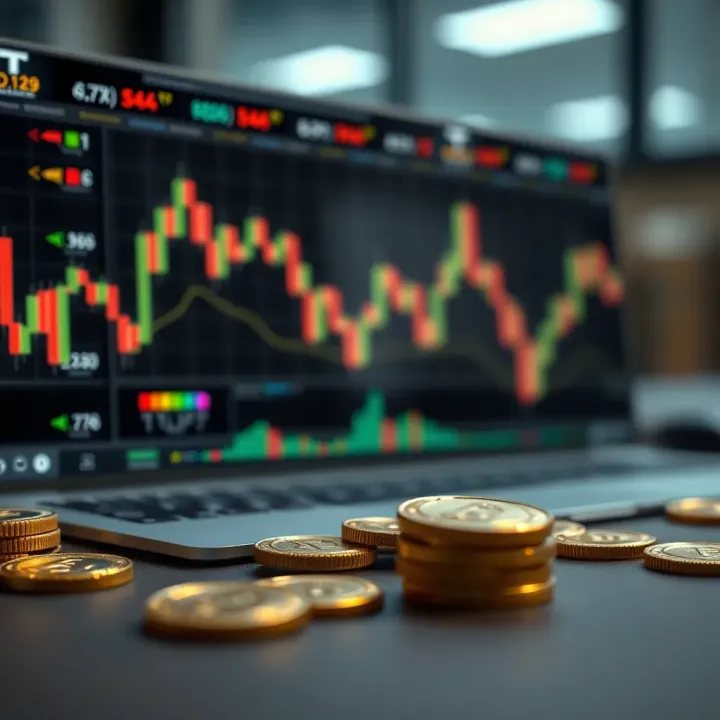 Conceptual illustration of risk-free learning environment with virtual coins and digital graphs