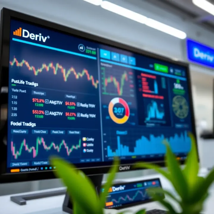 Dashboard displaying various trading platforms and financial services offered by Deriv DMCC