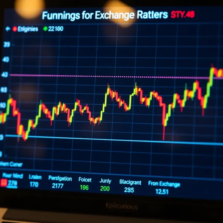 Graph showing fluctuating foreign exchange rates on a digital screen