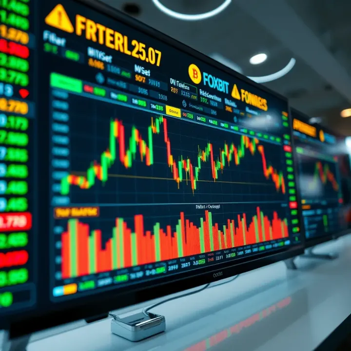 Digital interface showing cryptocurrency exchange charts and data analytics