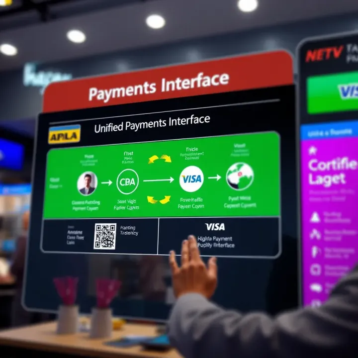 Diagram showing the flow of digital payment transactions through Unified Payments Interface in India