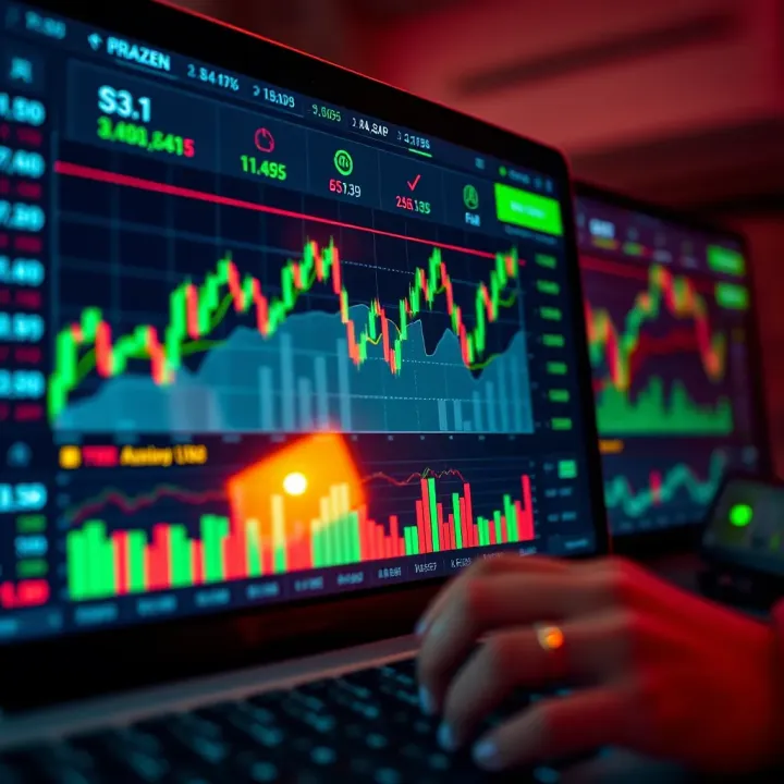 User interface of an online trading platform showing charts and market data