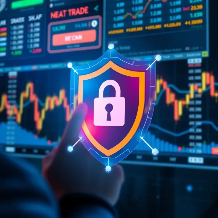 QXBroker App Security Measures for Safe Trading Illustration of secure trading environment with digital shield symbolizing protection and data security