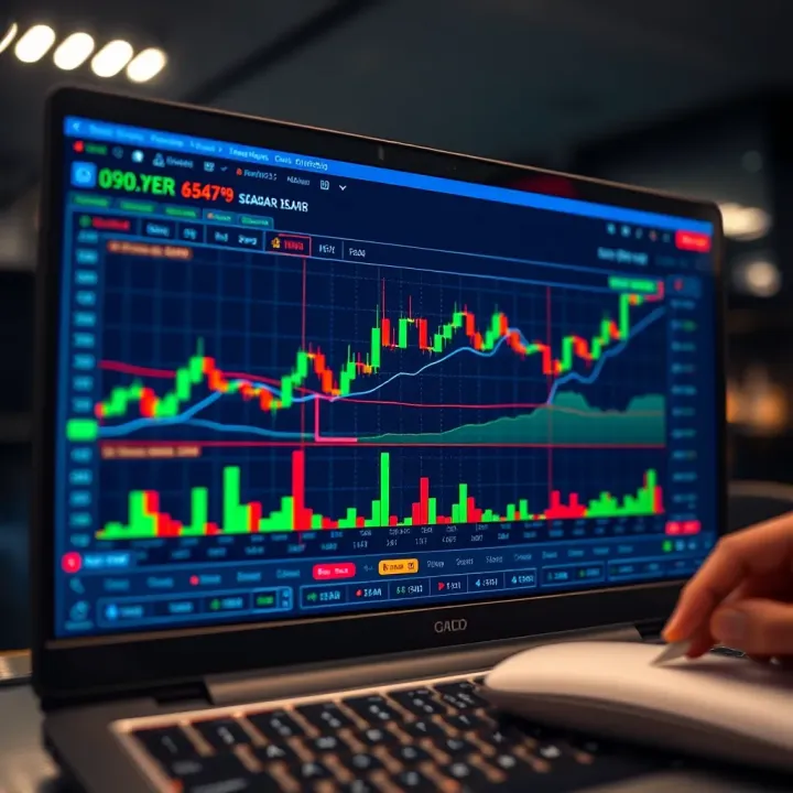 Digital trading platform interface showcasing stock and currency charts with indicators