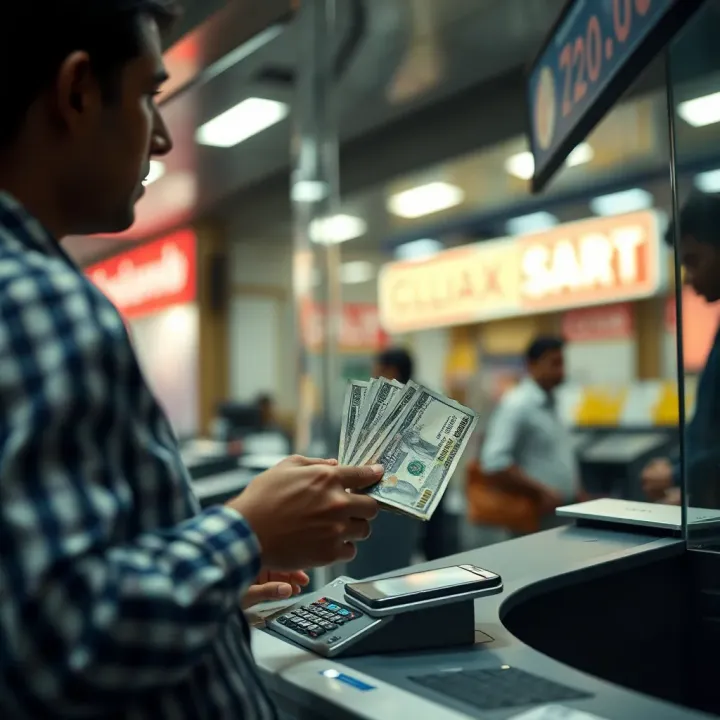 secure bank counter transaction with currency notes