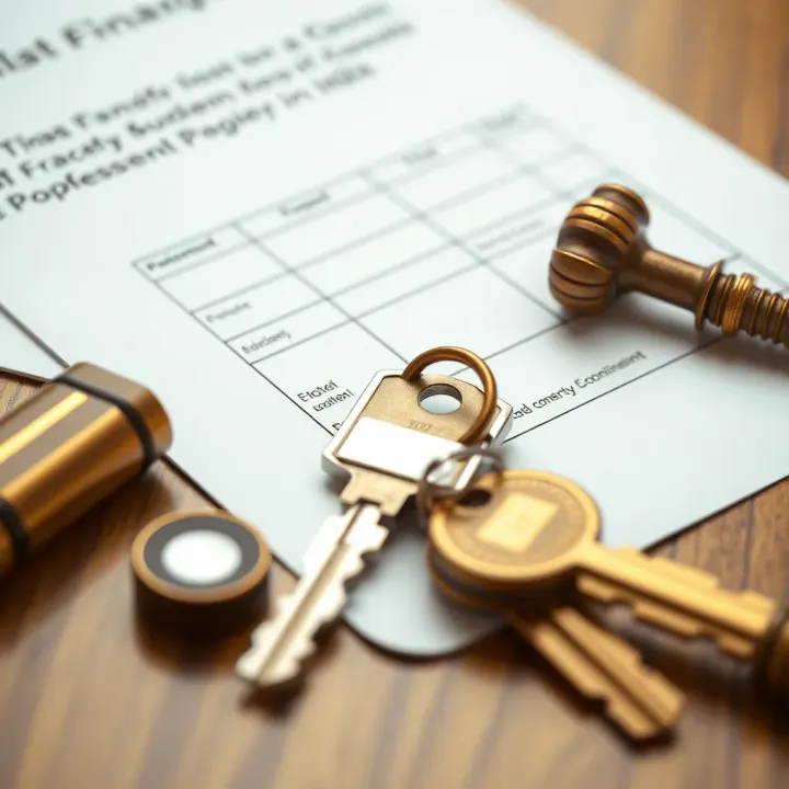 Legal documents and keys symbolizing property ownership transfer in India